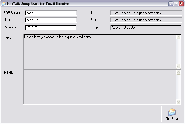 Email Receive Jump Start screenshot
