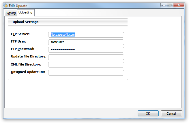 SafeUp Utility FTP settings