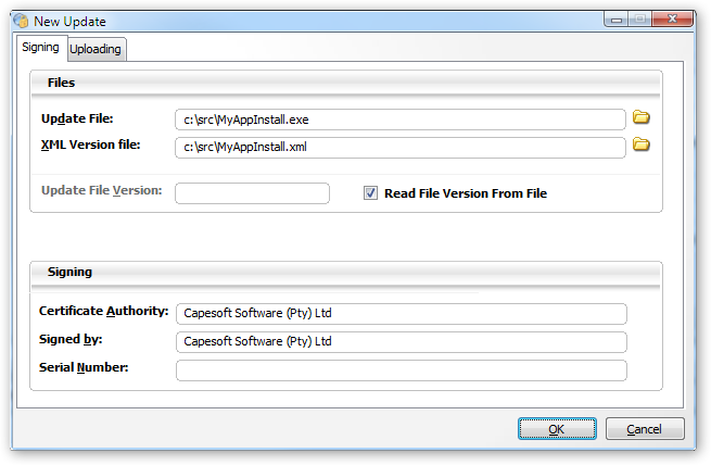 SafeUp signing settings