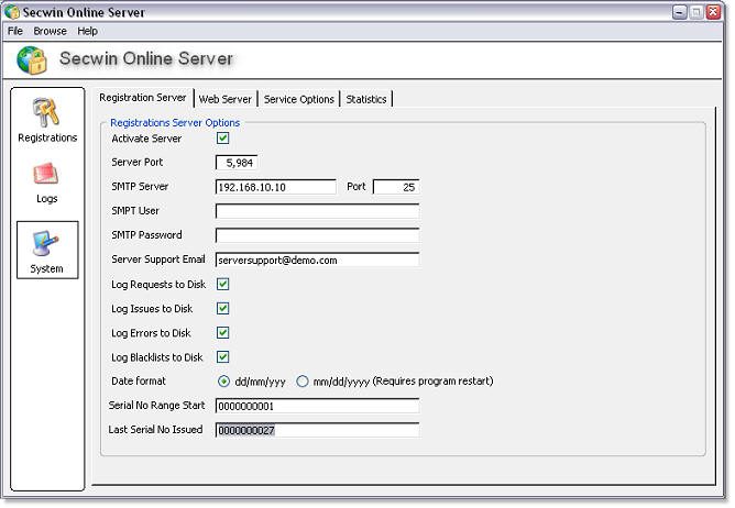 Secwin Online Server screenshot