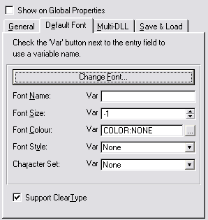 Global Default Font Tab screenshot