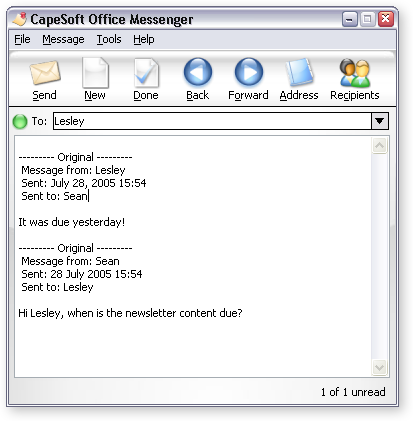 CapeSoft Office Messenger - Peer to peer Office Instant Messaging