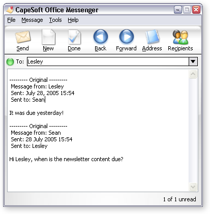 Peer to peer Office Instant Messaging