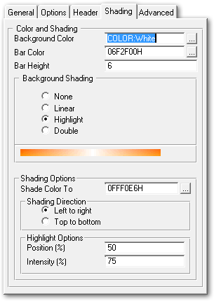 Global header shading options