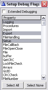 Setu pDebug Flags Window