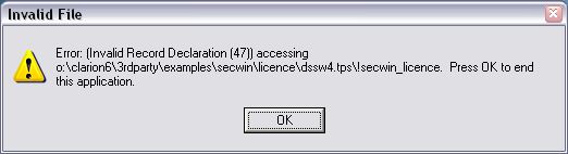 old licence file screenshot