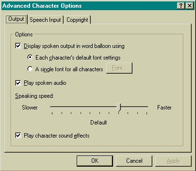 advanced Character options screenshot