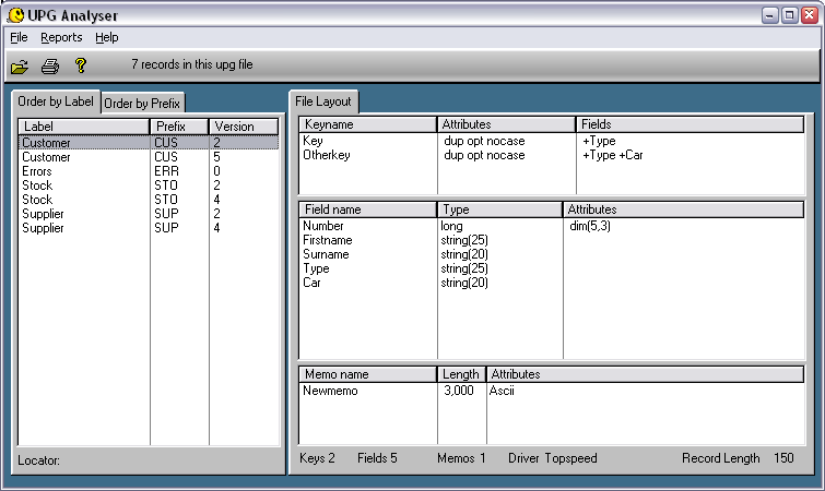 UPG Analyser screenshot