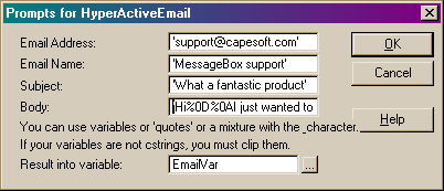prompts for HyperActiveEmail screenshot
