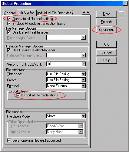 AllFiles Global Properties File Control Tab