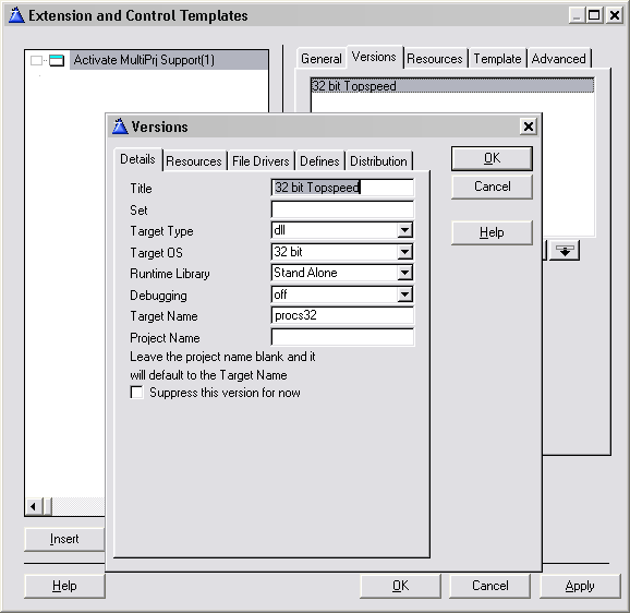 Procs Multi-Proj Versions Tab