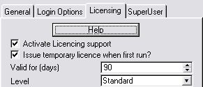 Automatic Temporary Licence Setting screenshot