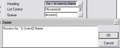 Send To Access Window screenshot