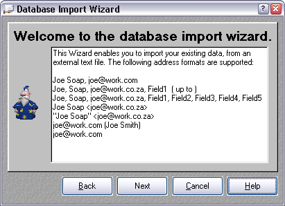 Database Import Wizard