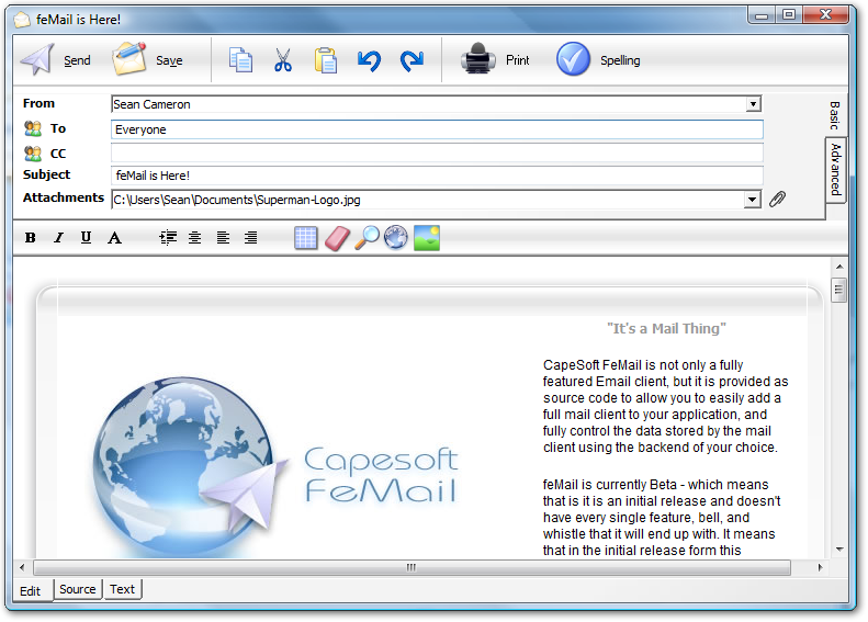 Editing mail with feMail