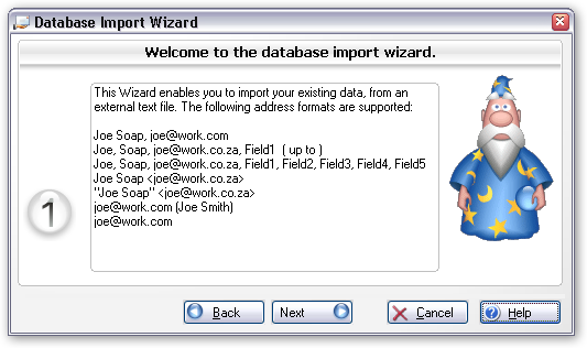 Database Import Wizard