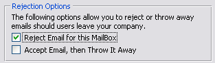 Reject options for Mailboxes