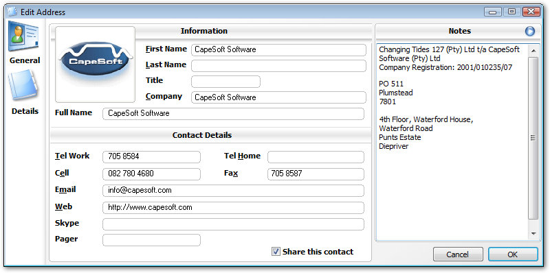 contacts edit screenshot